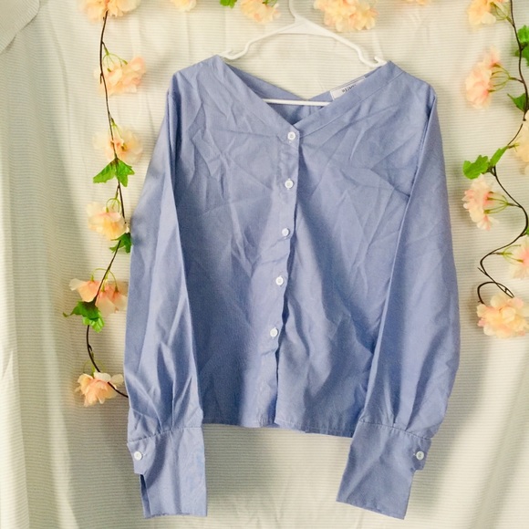 weimei Tops - BUTTON UP SCOOP NECK BLOUSE